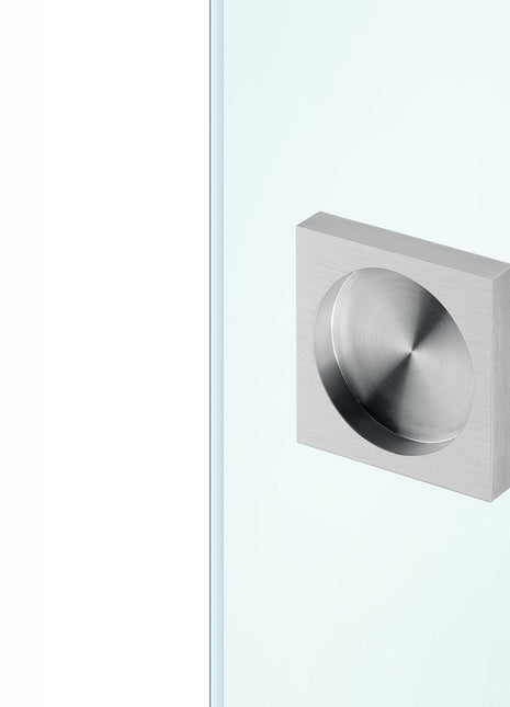 JNF IN.16.526 Square Glass Door Flush Handle 52mm x 52mm with 3M Adhesive Satin